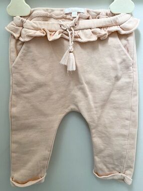 Chloe Blush Pink Ruffle Waist Jogger Pants